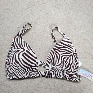 Sundazed Layla Bra Zebra Print Bikini Top Strappy Back Padded Swimsuit‎ Size 36C